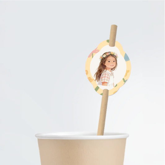 Cottagecore Birthday Straw Tag