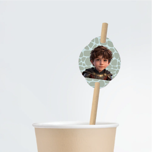 Dragons Birthday Straw Tag