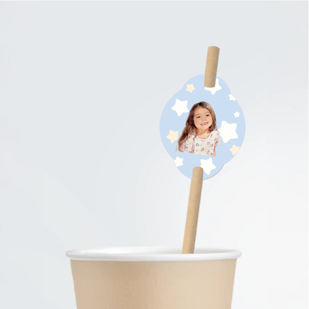 Grid Birthday Straw Tag