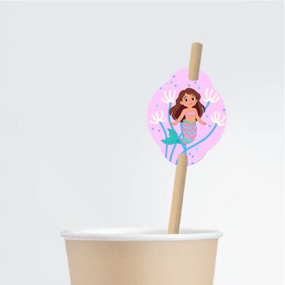Mermaid Birthday Straw Tag