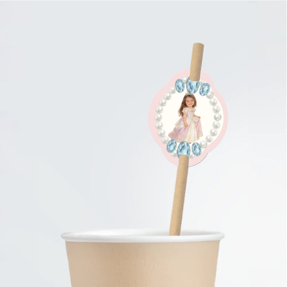 Princess Birthday Straw Tag