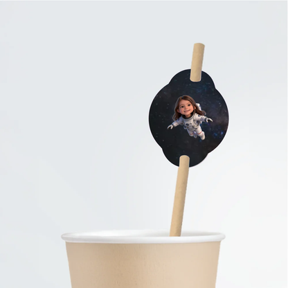 Space Birthday Straw Tag