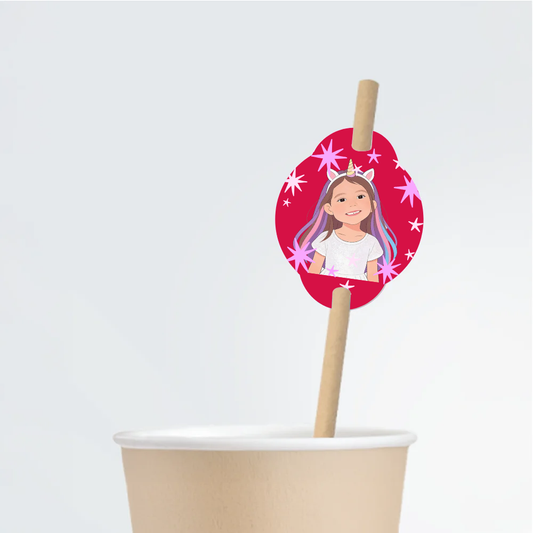 Unicorn Birthday Straw Tag