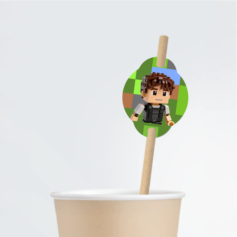 Video Blox Birthday Straw Tag