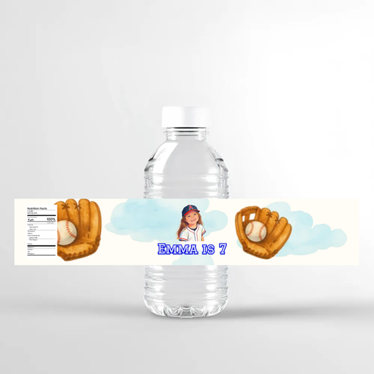 Baseball Birthday Water Bottle Label