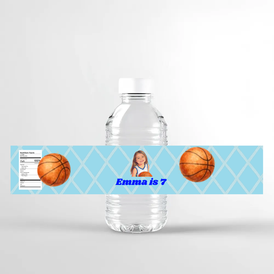 Basketball Birthday Water Bottle Label