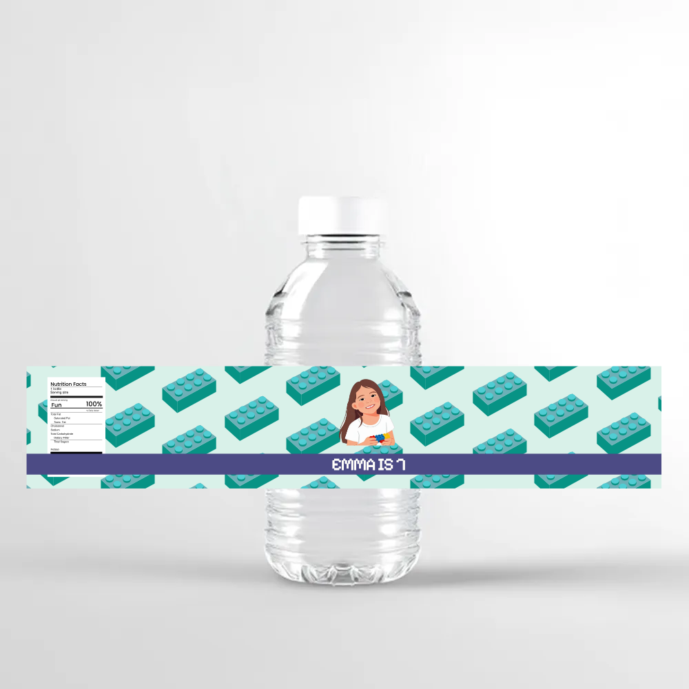 Building Blocks Birthday Water Bottle Label