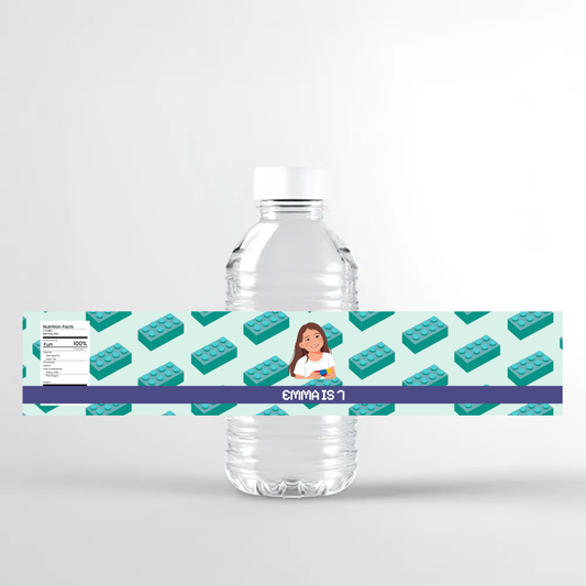 Building Blocks Birthday Water Bottle Label