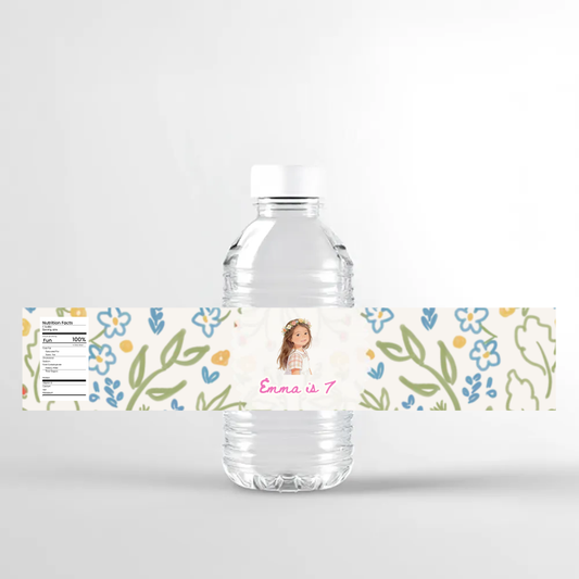 Cottagecore Birthday Water Bottle Label