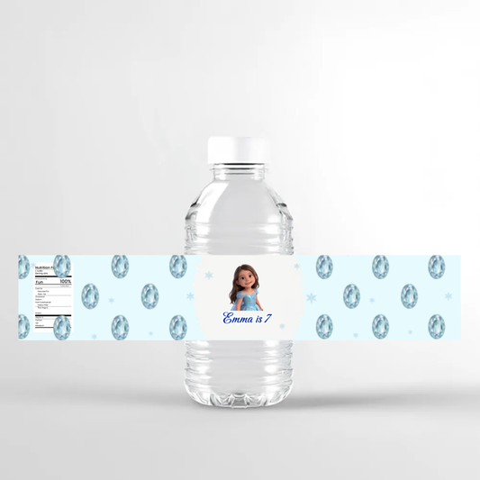 Ice Princess Birthday Water Bottle Label