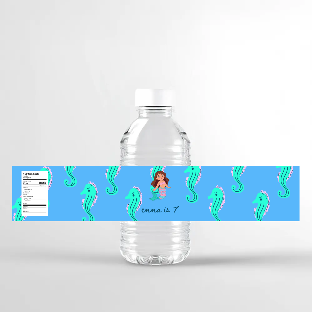 Mermaid Birthday Water Bottle Label