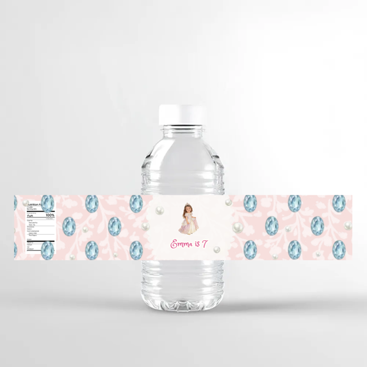 Princess Birthday Water Bottle Label