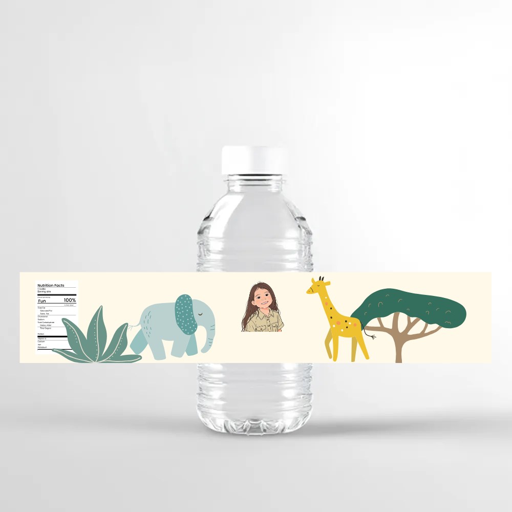 Safari Birthday Water Bottle Label