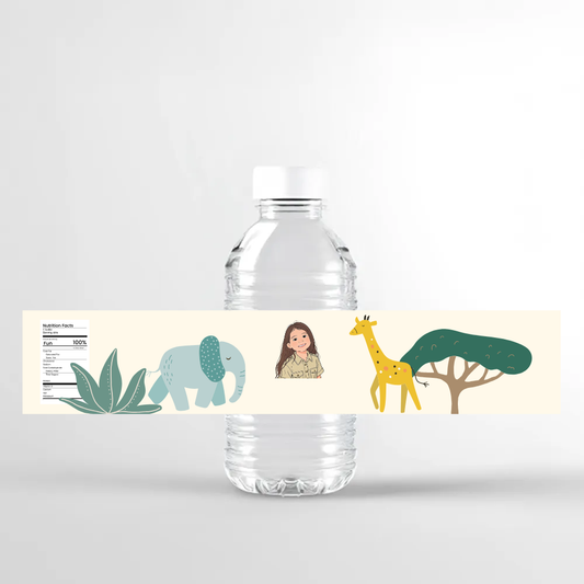 Safari Birthday Water Bottle Label