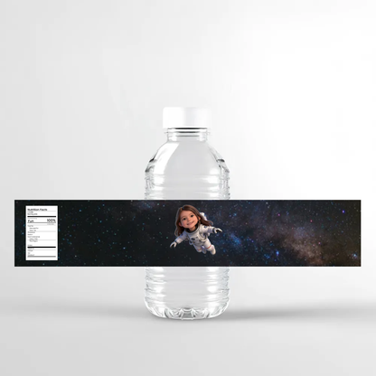 Space Birthday Water Bottle Label