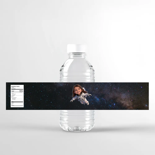Space Birthday Water Bottle Label