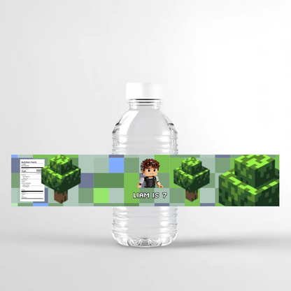 Video Blox Birthday Water Bottle Label